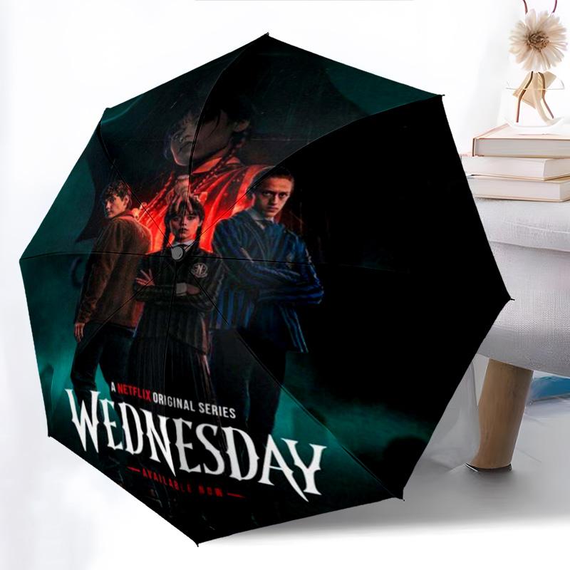 Midnight Whispers: Gothic Elegance Folding Umbrella Suitable for All Seasons Travel Sun Umbrella Printing Travel