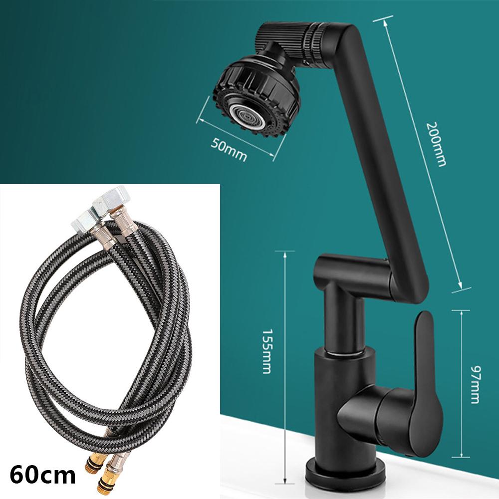 Поворотный кран на 1080° Кран-роботизированная рука Вращение на 360 градусов Механическая рука Кухонный кран Кухонный кран для 2 режимов Водопроводный кран чёрный