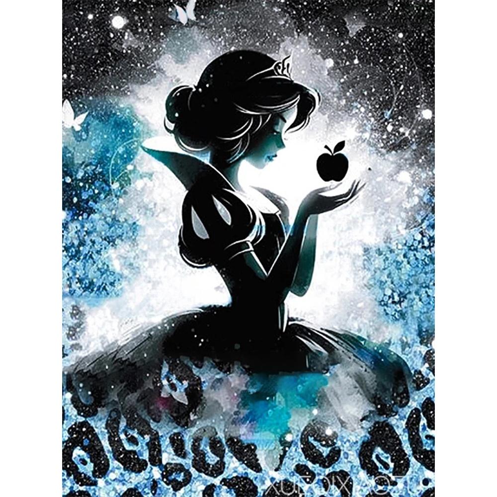 

Disney Diamond Painting Snow White Dark Silhouette Art Painting Cute DIY Rhinestone Mosaic Cross-stitch Kit Embroidery Gift Home Decor Round 20x30cm