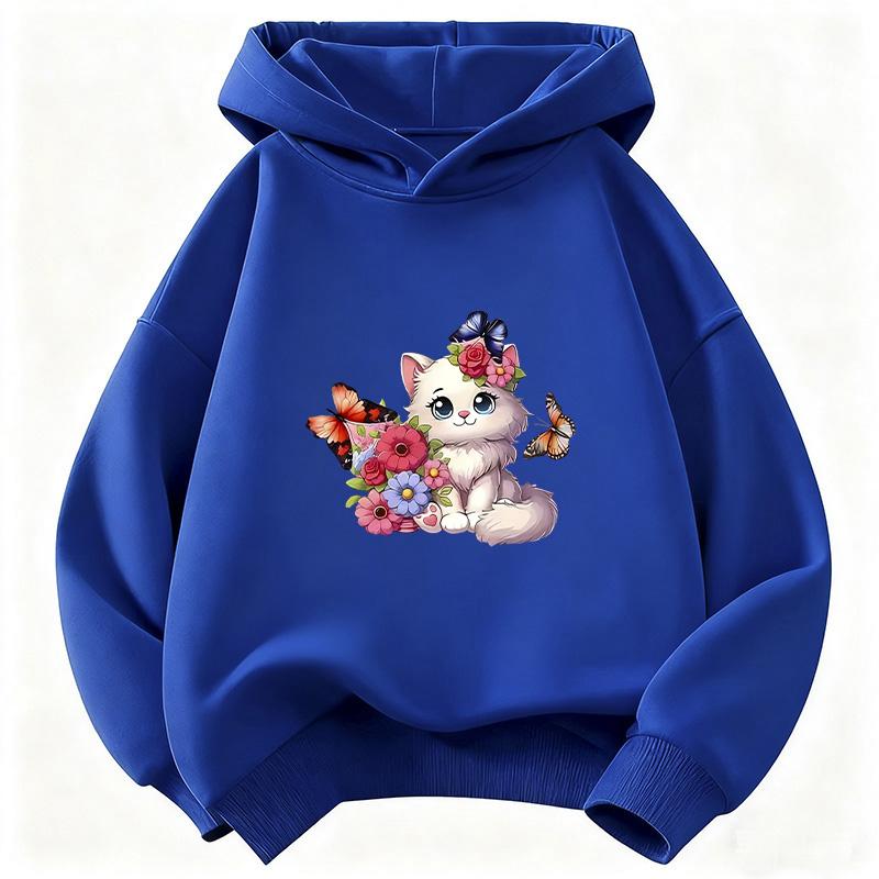 Funny Cat Cute Girls Hoodie Kids Children's Sweatshirt Cute Harajuku Hoody for Boys Autumn Winter Casual Hoodies
