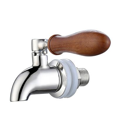 304 Stainless Steel Wine Barrel Faucet Wood Handle Easy Install Juice Beer Barrel Tap 16mm Size Beverage Dispenser