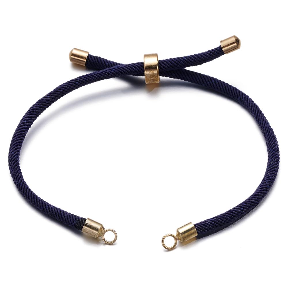 1pc Adjustable Nylon Braided Twisted Cords Slider Friendship Bracelets with Brass Cord End for Jewelry Making DIY Findings