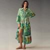Popular High-end Tropical Print Dress Women's Waist Strap Lace Edge Holiday Style Long Shirt Skirt