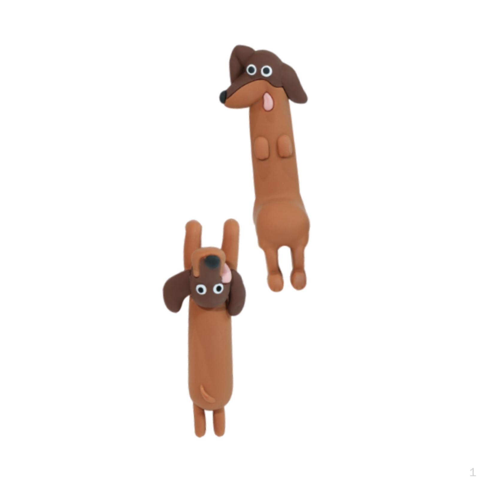 

2 Adorable And Creative Dachshund Figures for Dashboard Decoration, Computer, Car Screen,