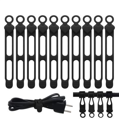 10PCS Silicone Cable Ties Elastic Cord Organizer Fastening Storage Management Desk for Car Outdoor Charging Wire Supplies