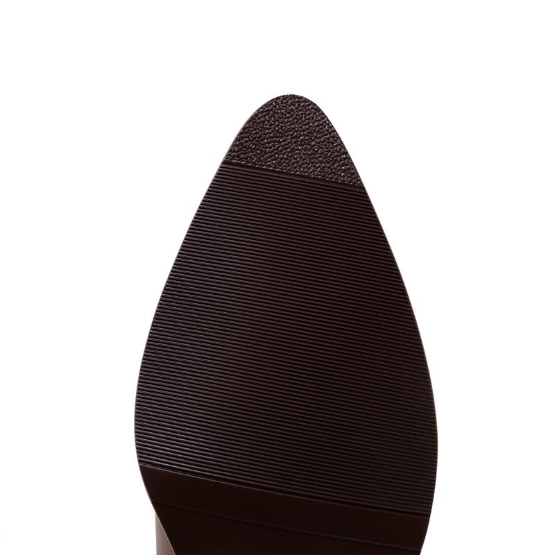 Fashion Kaky's New Pointed Cow Tied Leather Thick Heel Medium Heel Large Women's Slippers, Wrapped Half Slippers, Muller Shoes