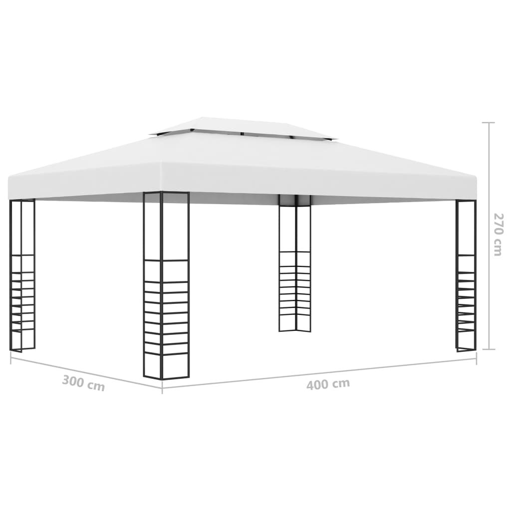 Gazebo with LED String Lights 4 X 3 X 2.7 M White