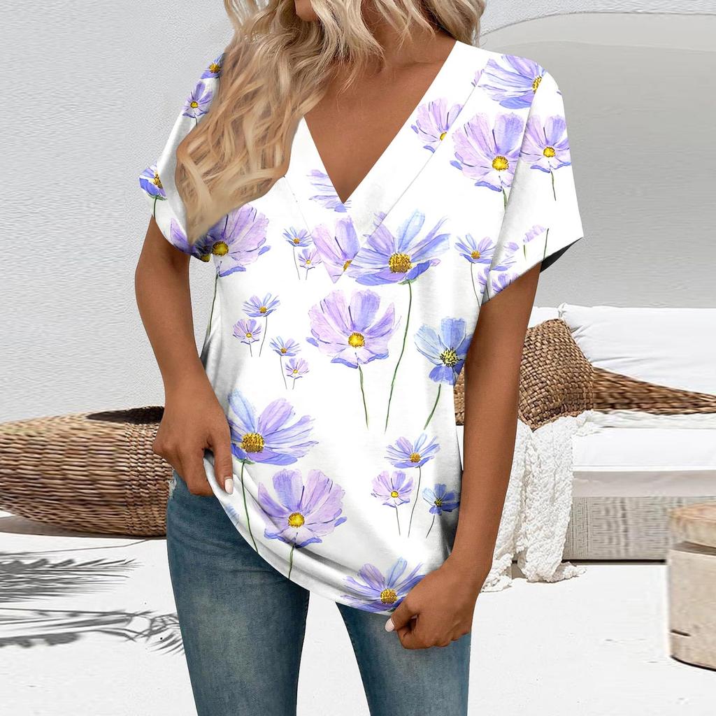 T Shirts Short Sleeve V Neck Tees Womens Fashion Tops Trendy Lightweight Soft Casual Summer Outfits