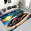 Cool Purple Sports Car Area Rug, Flame Racing Style Living Room Carpet, Non-Slip Soft Floor Mat for Game Room & Garage Decor