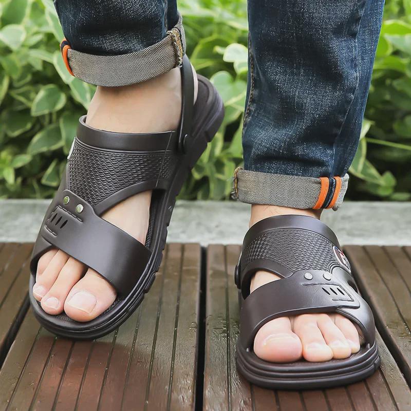 2024 Men's Casual Non-Slip Breathable Outdoor Sandals: Wear-Resistant Beach & Driving Slippers