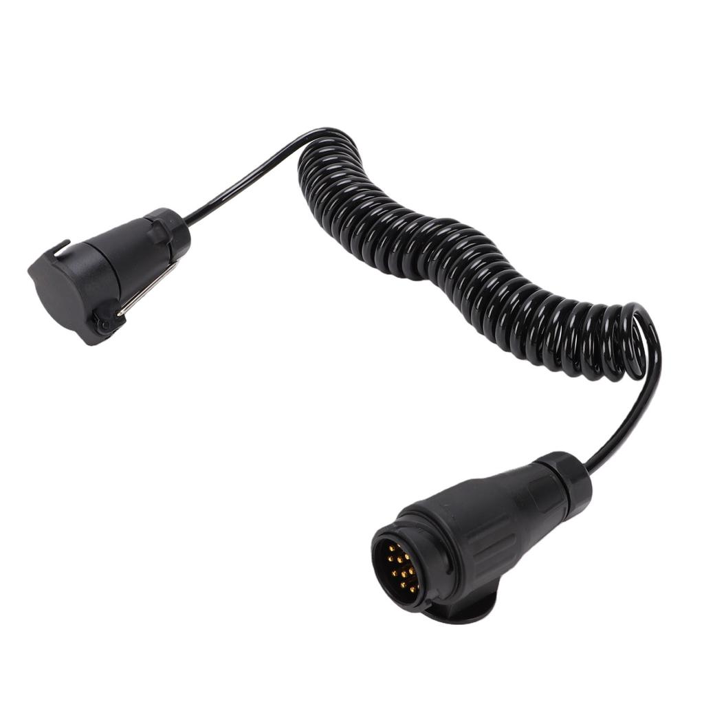 13 Pin Plug to 7 Pin Socket Trailer Power Extension Cable 9.84FT Coiled Trailer Wiring Adapter for RVs Trailers