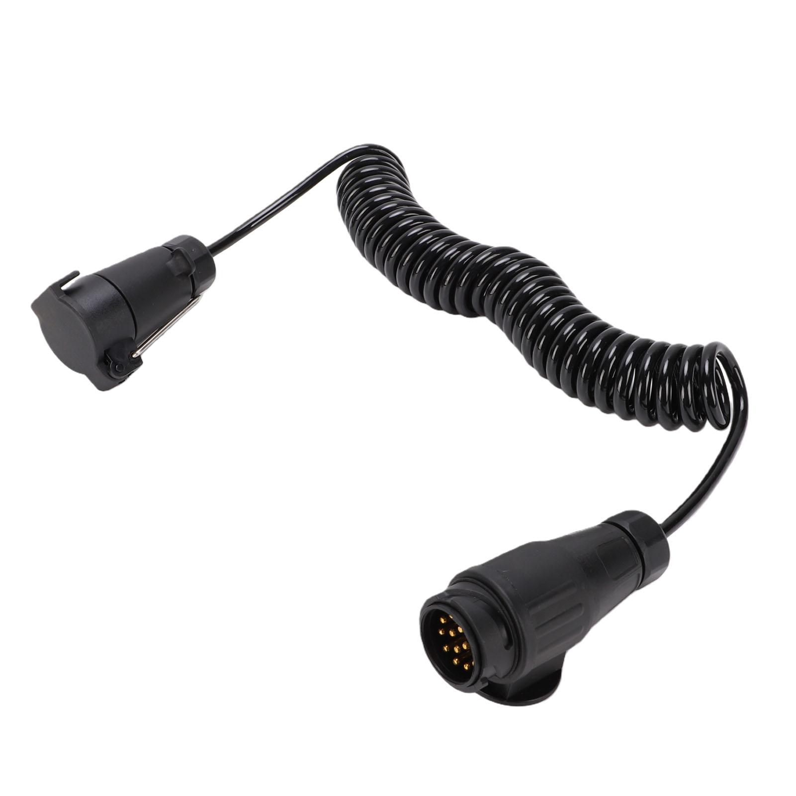 

13 Pin Plug to 7 Pin Socket Trailer Power Extension Cable 9.84FT Coiled Trailer Wiring Adapter for RVs Trailers