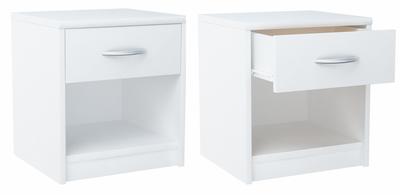 Mesita de noche, Mesa de noche, 1S, Blanco, Cómoda, Estante