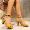 2025 Hot Sale Ladies Shoes Peep Toe Women's Sandals Fashion Metal Decoration Office and Career Summer Plus Size Heeled Sandals