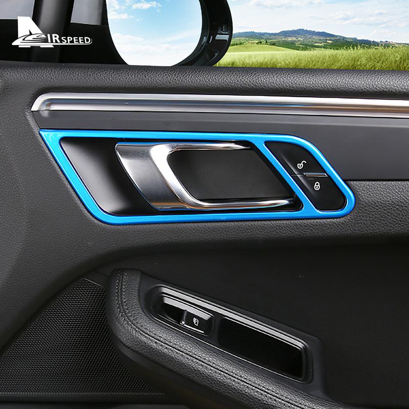 Chrome ABS Car Door Handle Frame Cover For Porsche Macan 2014-  Sticker Interior Trim RHD LHD Styling Auto Accessories