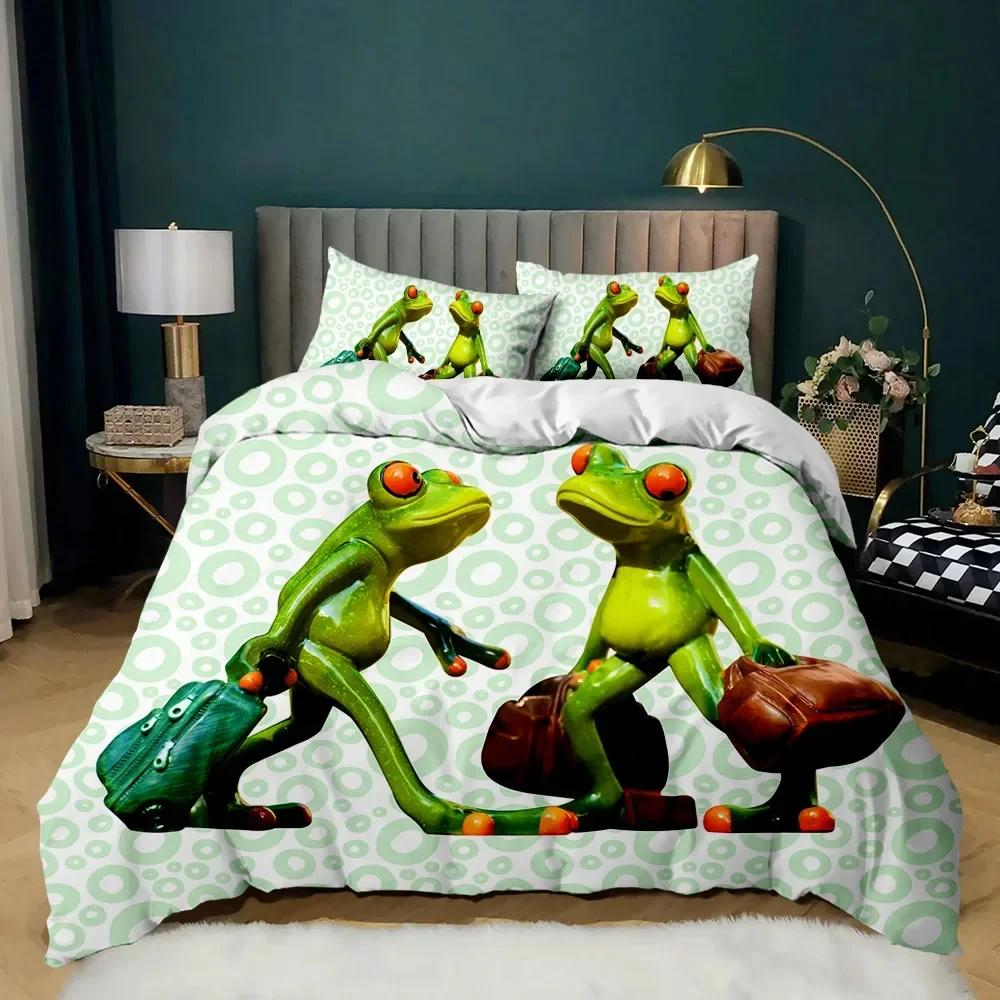 

Комплект пододеяльников с изображением лягушек, рептилий, диких животных, для подростков и взрослых, двуспальный, размер Queen, размер King, полиэстер, стеганый чехол EU single(135x200cm)