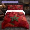 Morocco Football Pattern 3 Pieces Bedding Set Soft Microfiber Duvet Cover with Pillow Cases for Bedroom