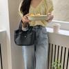IELGY fashion simple soft leather texture shoulder bucket bag women