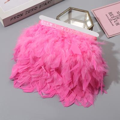 1M Bordo di Piume di Tacchino Marabù Rosa Nastro di Piume Naturali per Artigianato Fai-da-te Matrimonio Cucito Festa Decorazione Natalizia