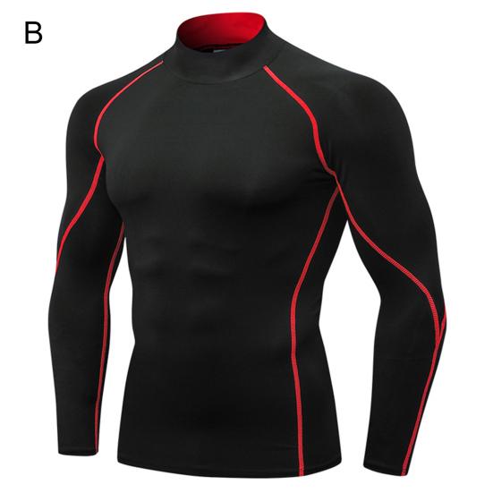 

Men Autumn Turtle Neck Long Sleeve Sports Gym T-shirt Thermal Underwear Top L