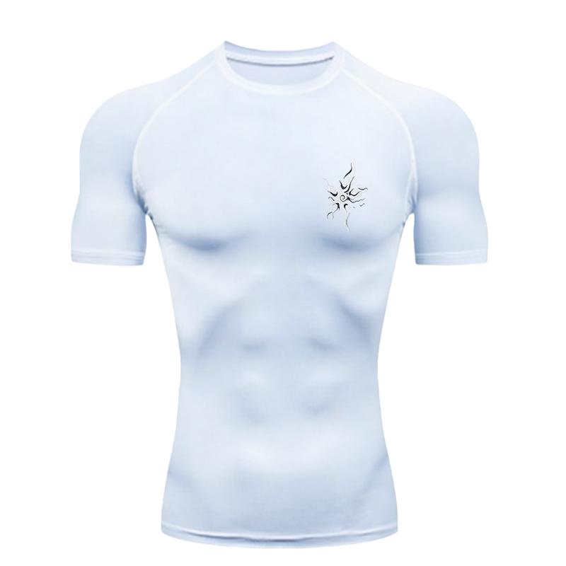 Flame Design Men Sports T-shirt Training Fitness Compression Workout T-Shirt Rashguard Sports Men's Short Sleeve Rashguard