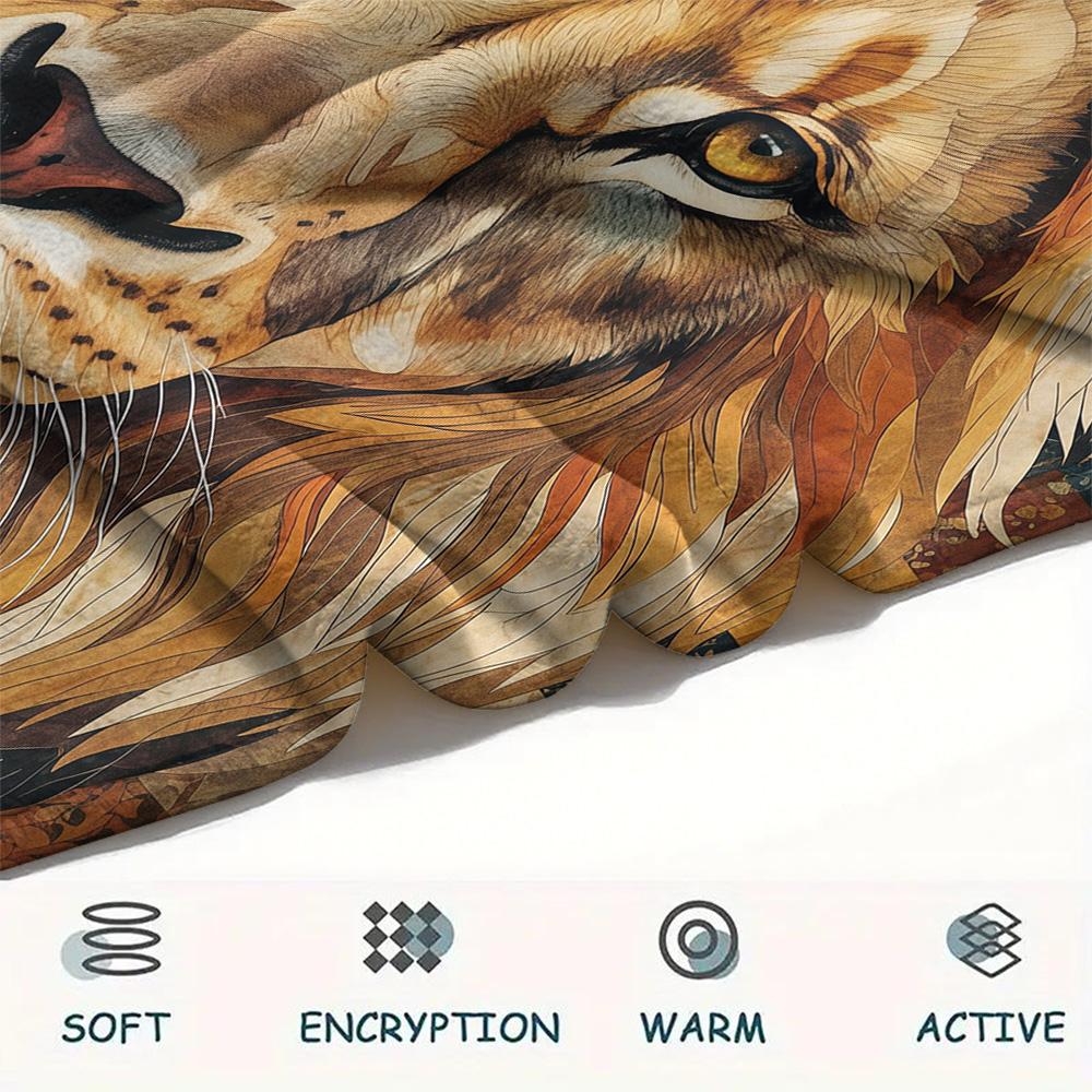 1PC Animals Print Flannel Blanket, High Quality Comfortable for All Seasons, Home Decor, Warmth and Comfort, Perfect for Christmas Gifts