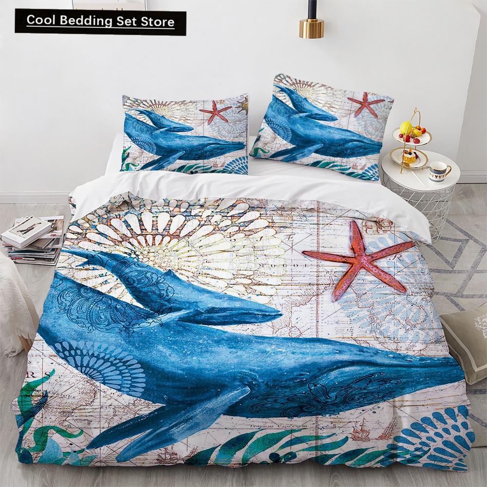 3D Octopus Duvet Cover King Queen Size Cute Cartoon Ocean Animal Bedding Set for Kids Teens Sealife 2/3pcs Polyester Quilt Cover