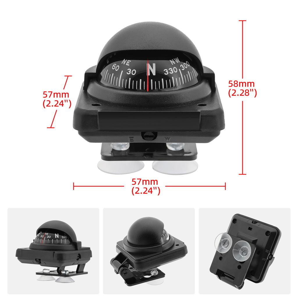 AD Universal Compass Mini Navigation Compass Rotary Adjustable Spherical Dashboard Guide Compass For Boat Vehicle Accessories