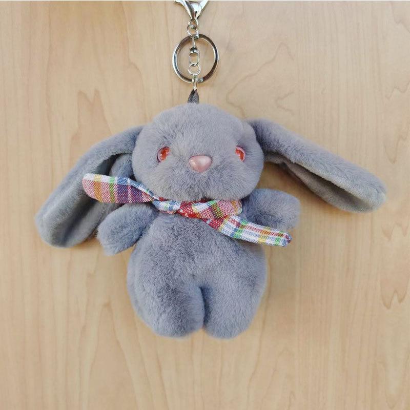 

Crystal Soft Adorable Velvet Bunny Keychain Cartoon Rabbit Plush Toy For Couples сірий колір