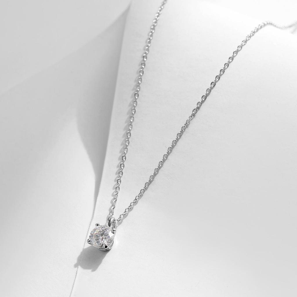 MODIAN 1 Carat Moissanite S925 Sterling Silver Necklace - Elegant & Luxurious, All-Match Clavicle Chain for Women