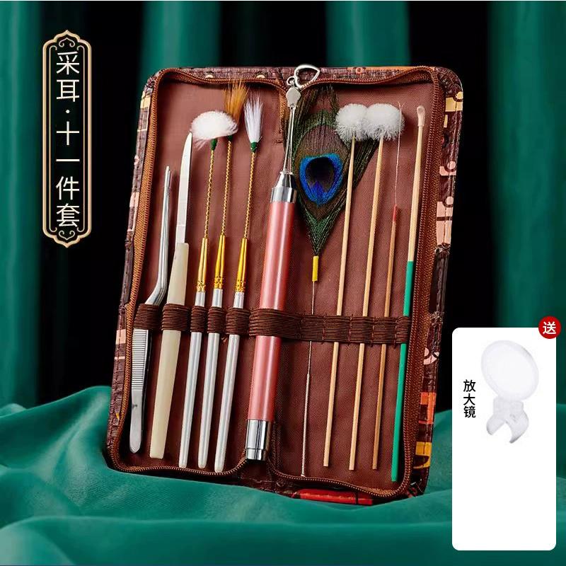 Ear-Picking Spoon Pick Chicken Feather Goose Feather Stick Feather Hook Ear With Light Professional Ear-Picking Tool Set
