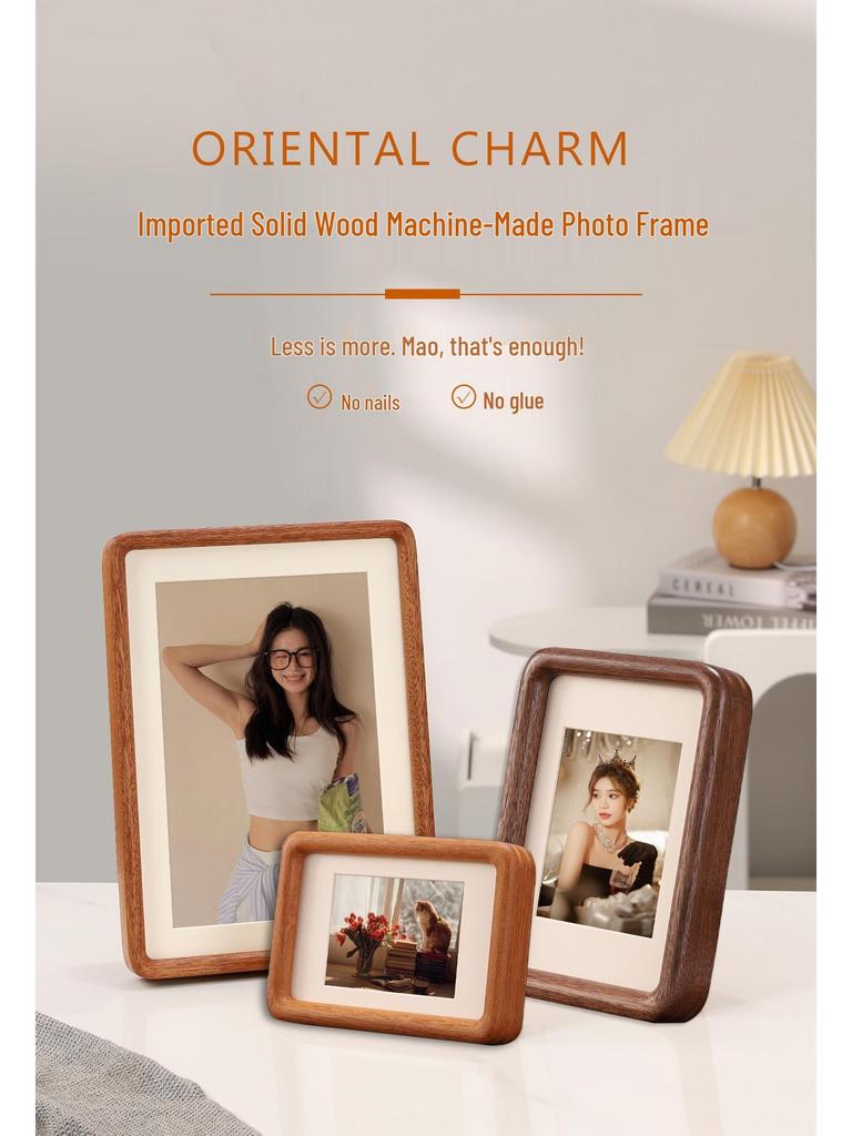 Schwarze Walnuss Doppelt abgerundete Ecke Holz Foto Rahmen - Personalisierte DIY Tischplatten Bild Anzeige