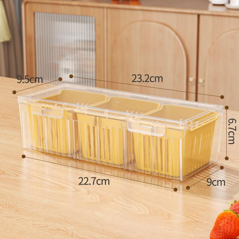 3 Grids Refrigerator Storage Boxes Garlic Onion Pepper Organizer Fruit Vegetable Drain Crisper Box Kitchen Sealed Containers жёлтый 689₽