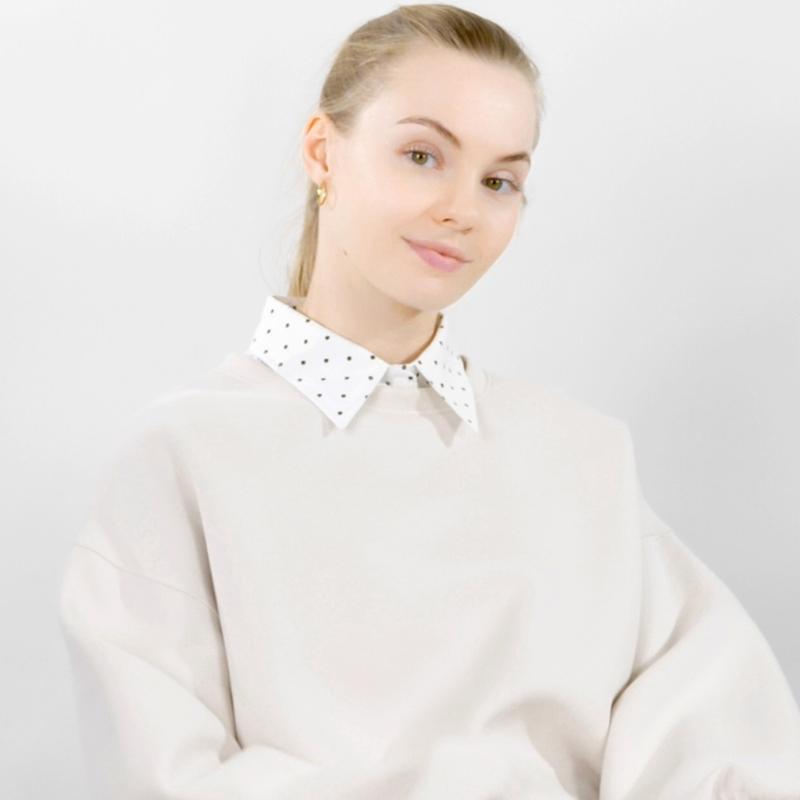 Cotton Detachable Pointed False Collar with Dot Detail for Commuting Layers, Casual Styling, and Daily Outfit Enhancement