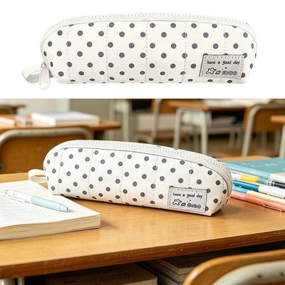 Polka Dot Design Pencil Case Large Capacity Pencil Pouch Minimalist Pen Bag  School Supplies