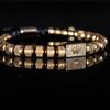 [Micro-Set Bead Bracelet] Luxury Micro-Set Square Crown Bead Adjustable Size Men's Gorgeous Braided Bracelet
