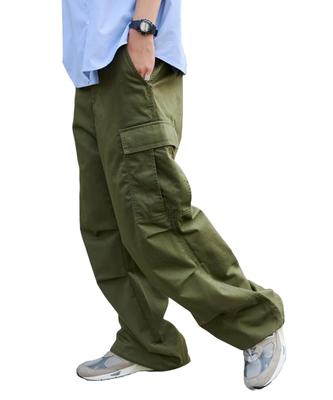 WEGO Unisex Wide Cargo Loose Casual Wide Korean Long Size Type Khaki Pants, Fit, Streetwear, Bottoms, Trousers, Pants, Style, Spring, Summer, Autumn,