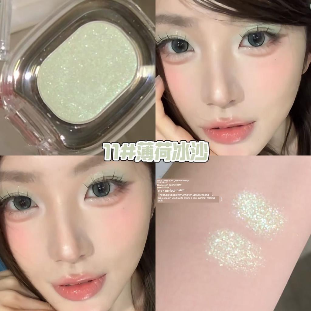 So Pretty! Fresh Mint Green Low-Saturation Eyeshadow Palette with Fine Shimmer, Refreshing Spring and Summer Style, Student Pure Desire Peach Pink