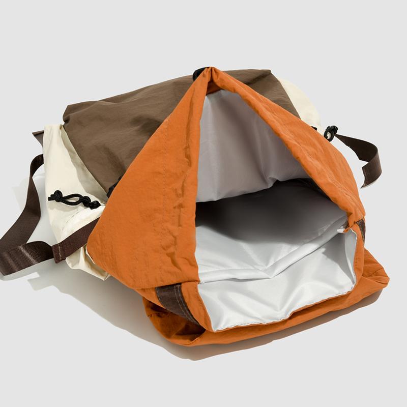 Large Capacity Travel Backpack Women's Lightweight Drawstring Backpack Color Block Student Schoolbag