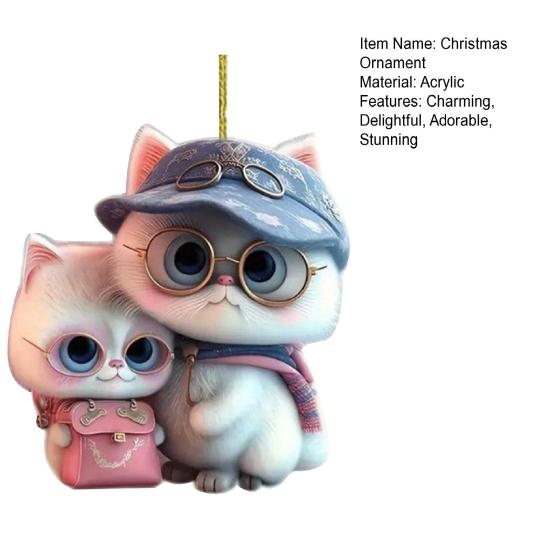 2D Flat Cat Car Rear View Mirror Charm Acrylic Cartoon Cat