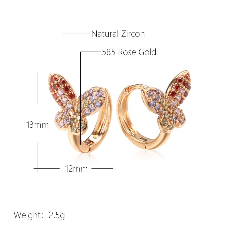 Luxury Fine Butterfly Drop Earrings Women Unusual  Rose Gold Color Natural Zircon Earrings Creative Daily Jewelry