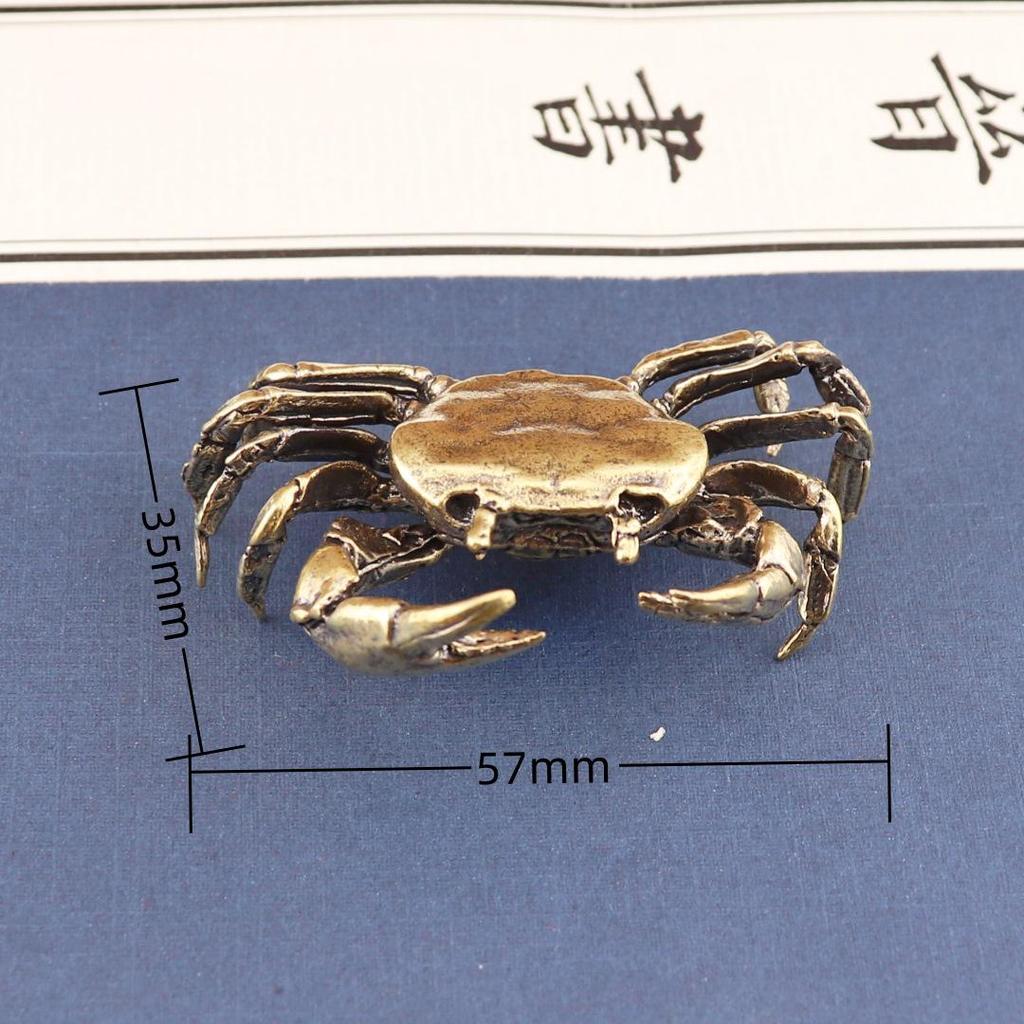 Pevný mosazný držák na pero ve tvaru kraba a ozdoba čajového mazlíčka
