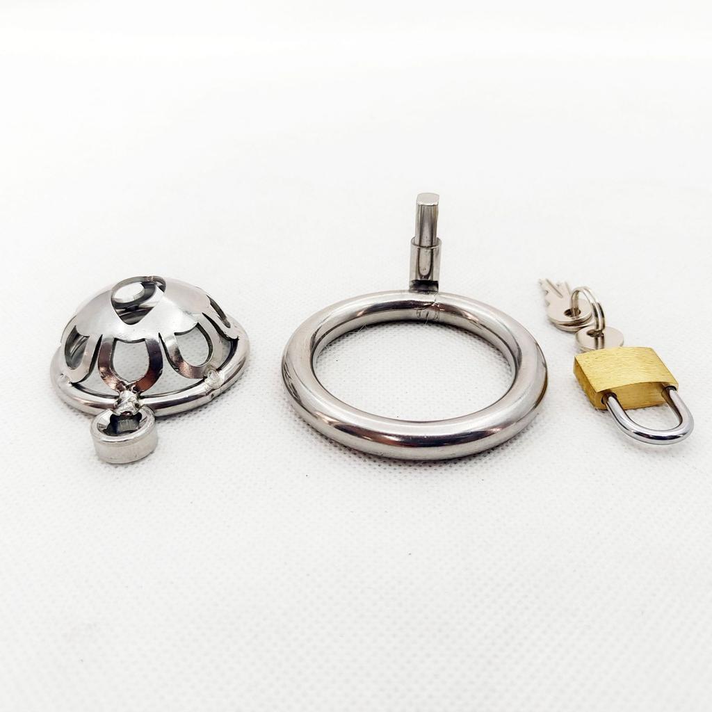 FHTF Short Small Metal Men's Chastity Device Cock Bondage Cage Penis Lock for Boy Over 18