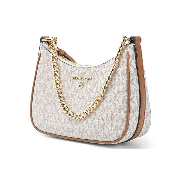 Michael Kors Mk Jet Set Charm Monogram Canvas And Leather Shoulder Bag Women Shoulder Bag Vanilla-White 32H1GT9C1B-VANILLA-ACORN