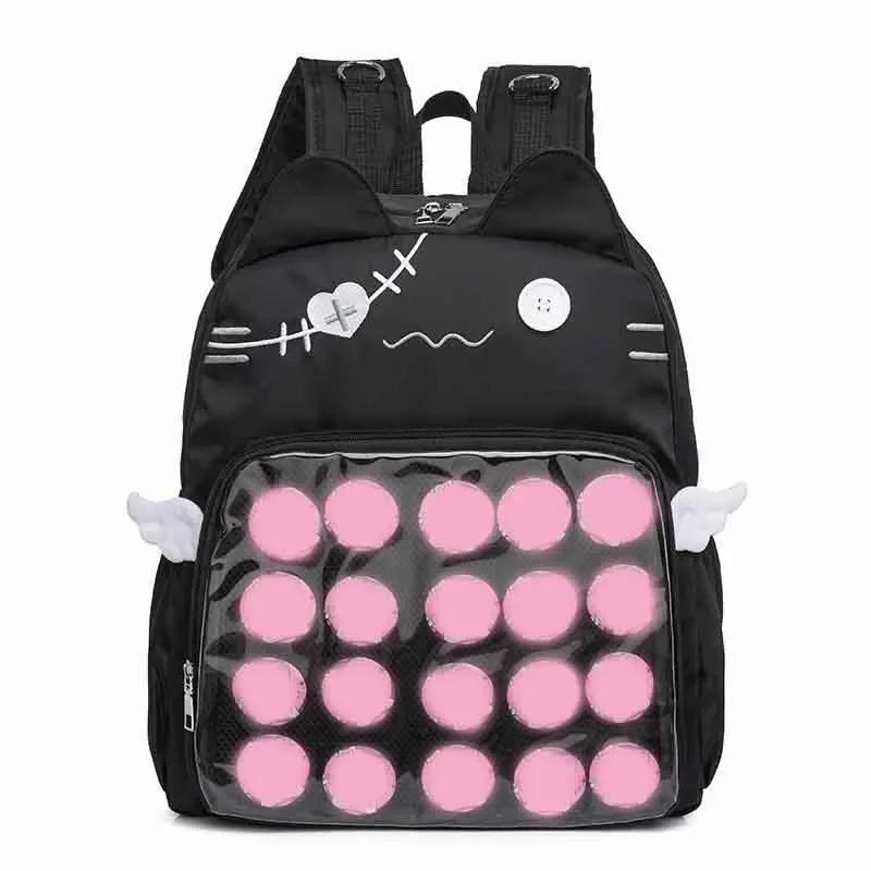 

Милый кошачий рюкзак женский нейлоновый в японском стиле повседневный модный прозрачный ита-бэг большой вместимости женский эстетичный рюкзак bolsa