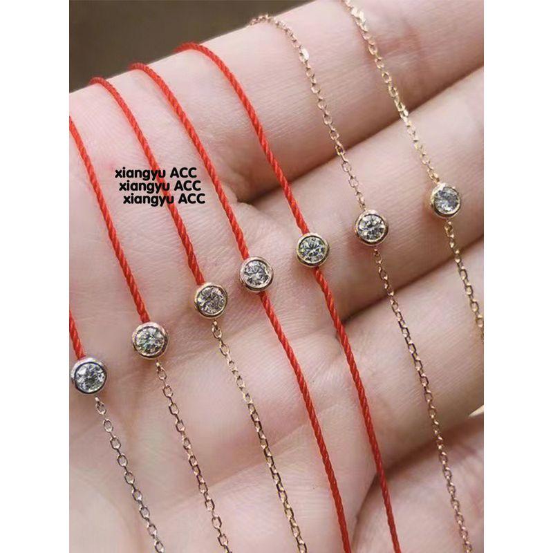 

Доступная роскошь Счастливое 18-каратное золото Женский бриллиант Этот животный год Красная веревочка Full chain ten moissanite Silver