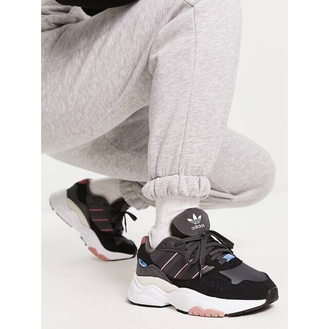 

Черные кроссовки adidas Originals Retropy F90 с розовыми деталями