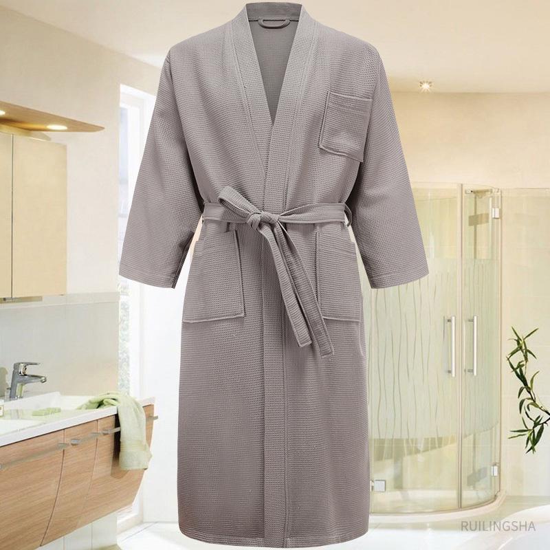 Luxury 5-Star Pure Cotton Bathrobe: Absorbent, Quick-Dry, Long Style for Men, Women, Couples, Suitable for All Seasons.
