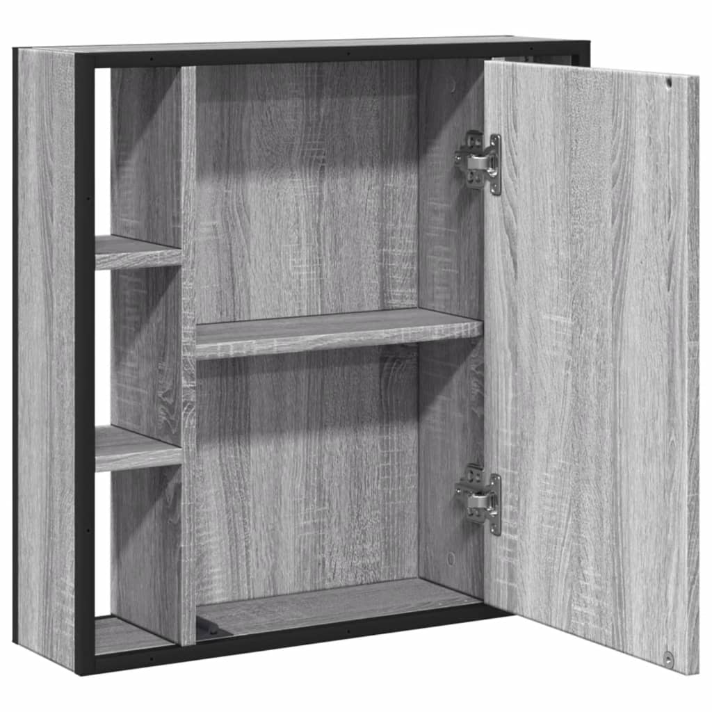 Badezimmer Wandspiegelschrank, Badezimmer Spiegel mit Stauraum hinter dem Spiegel, Badezimmer Wandspiegel, grau Sonoma 60x16x60 cm aus Holz