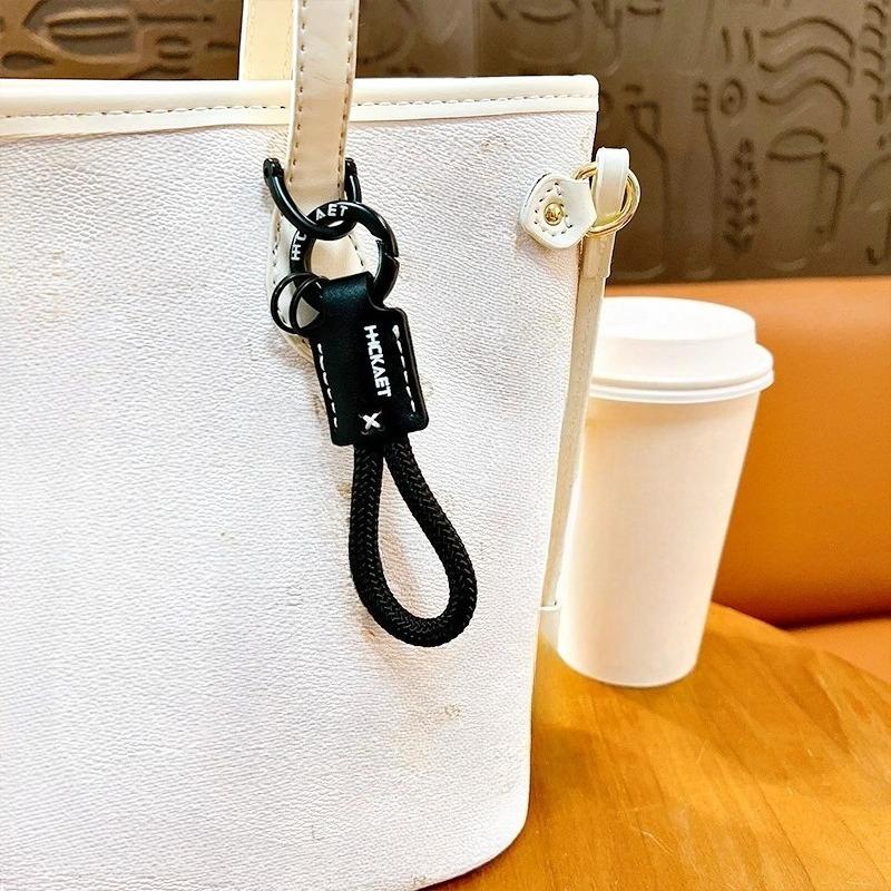 Car Bag Ribbon Hanging Decoration Creative Trend Webbing PU Leather Horseshoe Buckle Keychain Small Pendant Personalized Gifts
